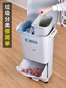 【含运】日式分类垃圾桶 双桶家用分类大号日本厨房带盖干湿客厅塑料分离